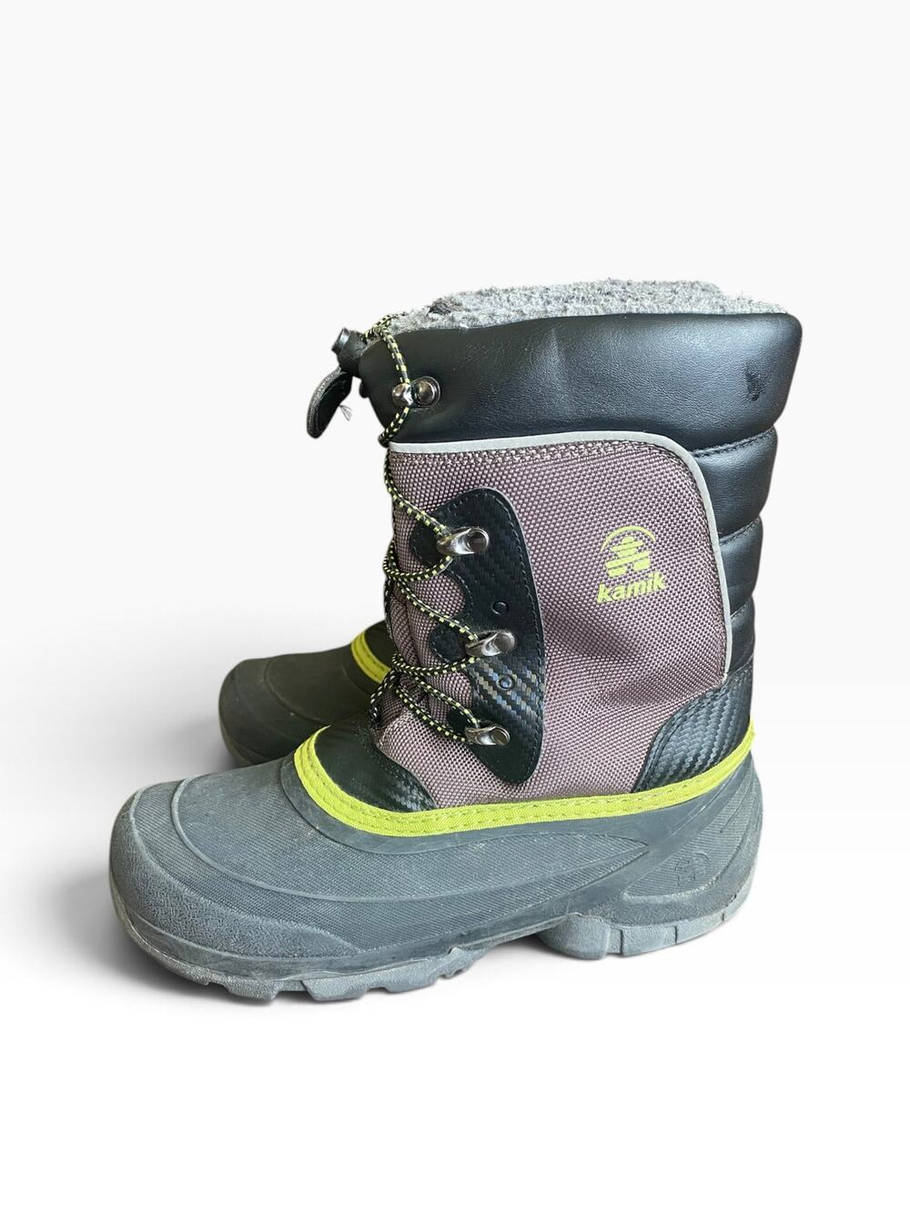 Kamik Luke 3 Kids Size 6 Winter Snow Boots Waterproof Insulated Gray Green